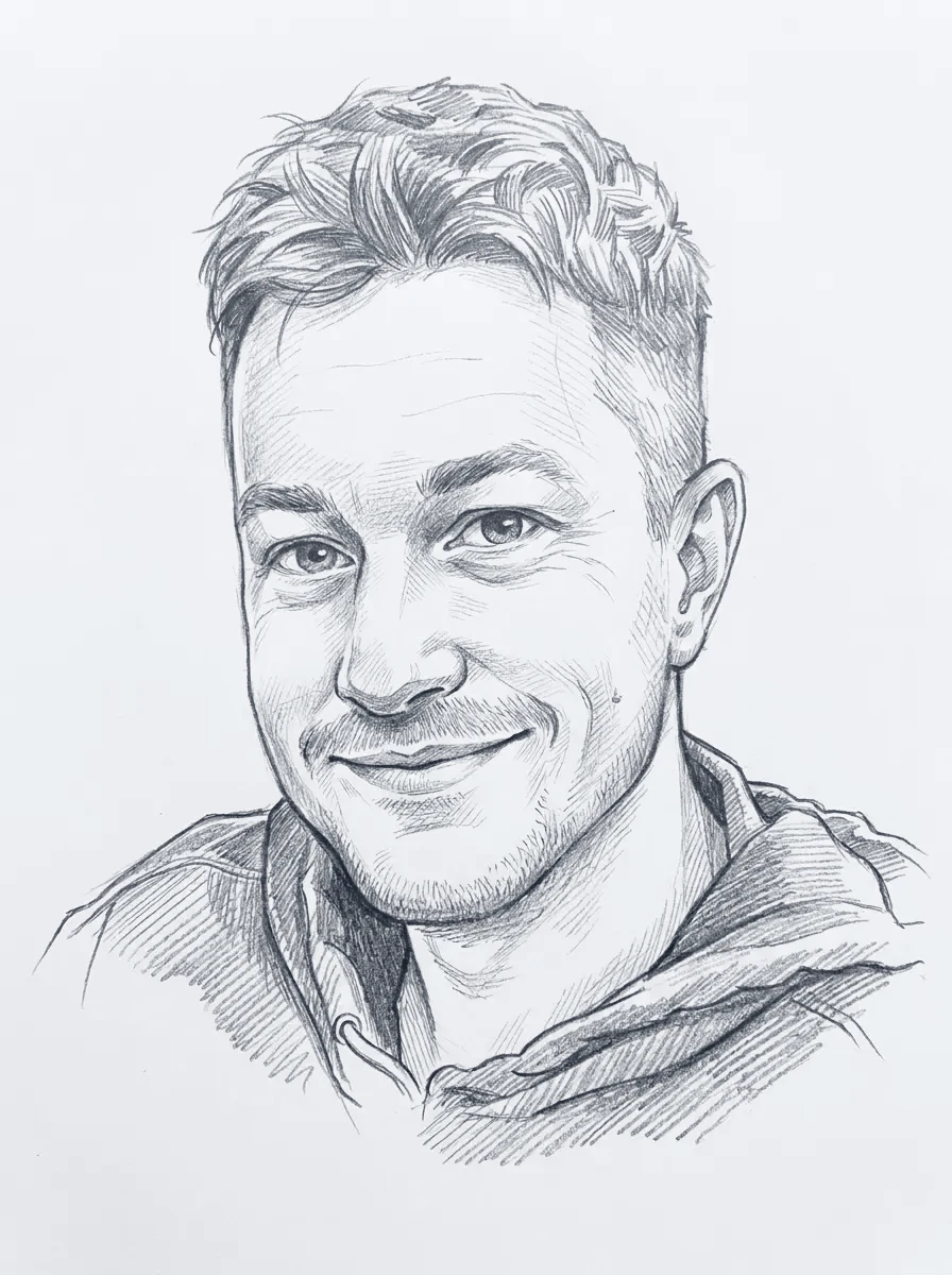 Sketch portrait of Justin Blakey
